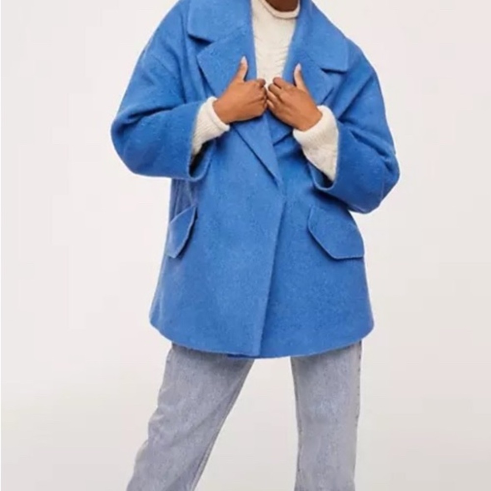 New With Tags Mango Blue Oversized Coat size Large